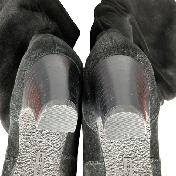 Easy Spirit Black Genuine Suede Leather Stacked Heel Slouchy Boots Sz 8.5 Wide - Picture 8 of 16